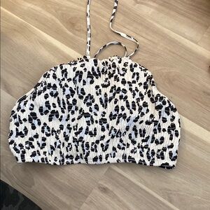 Black, White and Blue Women's swim top